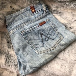 7 For All Mankind “A Pocket” Cutoff Denim Shorts – Swarovski Detail – Size 27